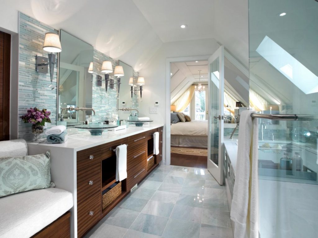 modern and spacious attic bathroom